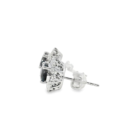 Platinum 2.78ct Sapphire and 0.53ct Round Brilliant Diamond Earrings