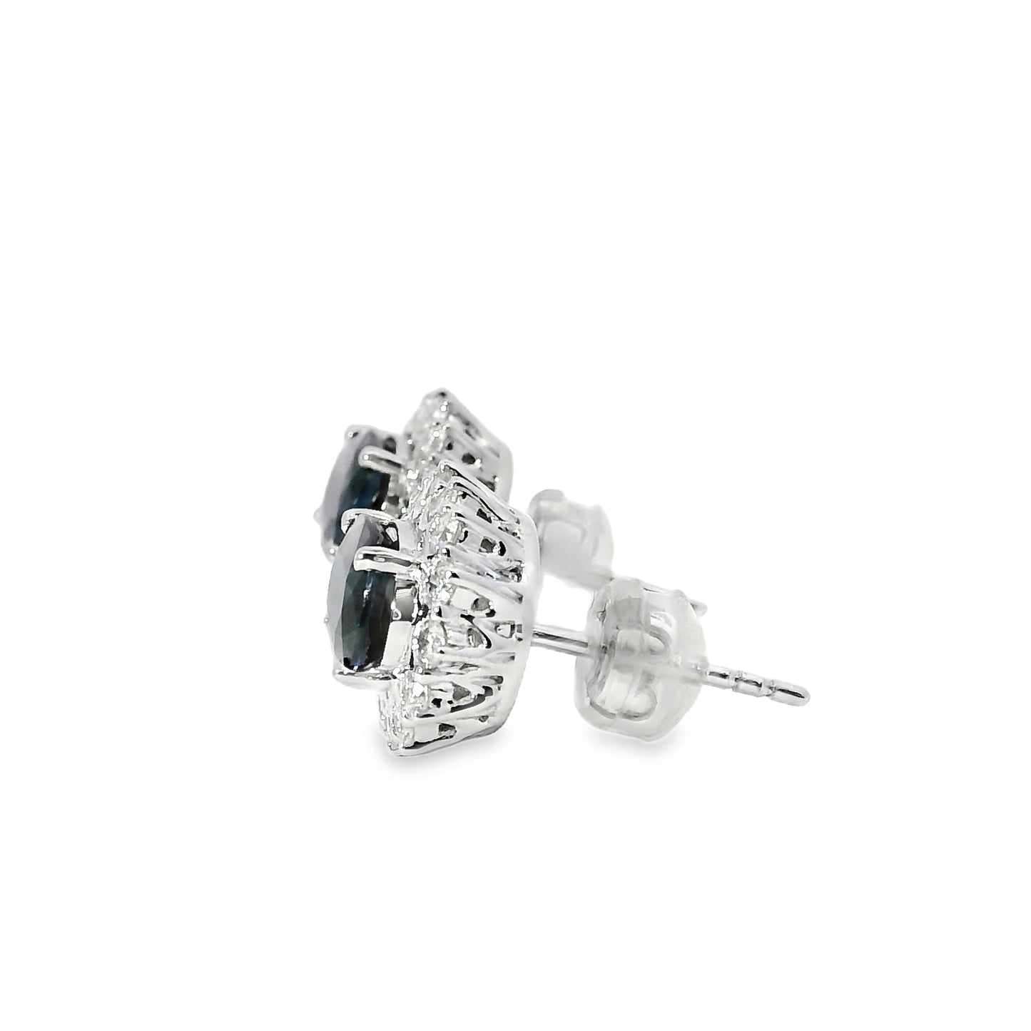 Platinum 2.78ct Sapphire and 0.53ct Round Brilliant Diamond Earrings