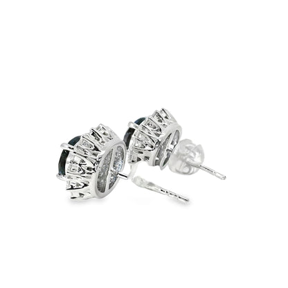 Platinum 2.78ct Sapphire and 0.53ct Round Brilliant Diamond Earrings