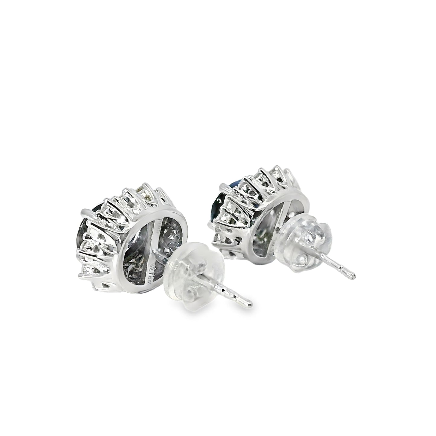 Platinum 2.78ct Sapphire and 0.53ct Round Brilliant Diamond Earrings