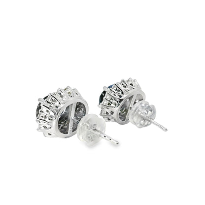 Platinum 2.78ct Sapphire and 0.53ct Round Brilliant Diamond Earrings