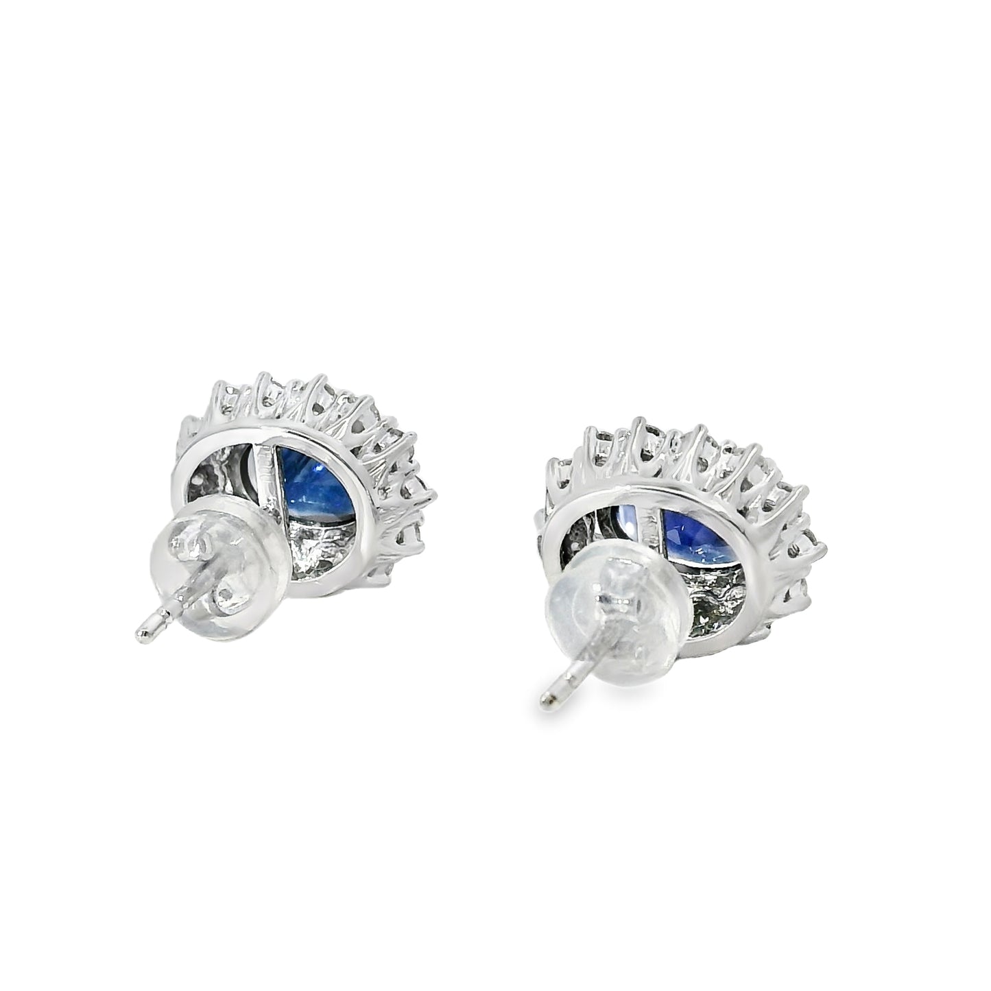 Platinum 2.78ct Sapphire and 0.53ct Round Brilliant Diamond Earrings