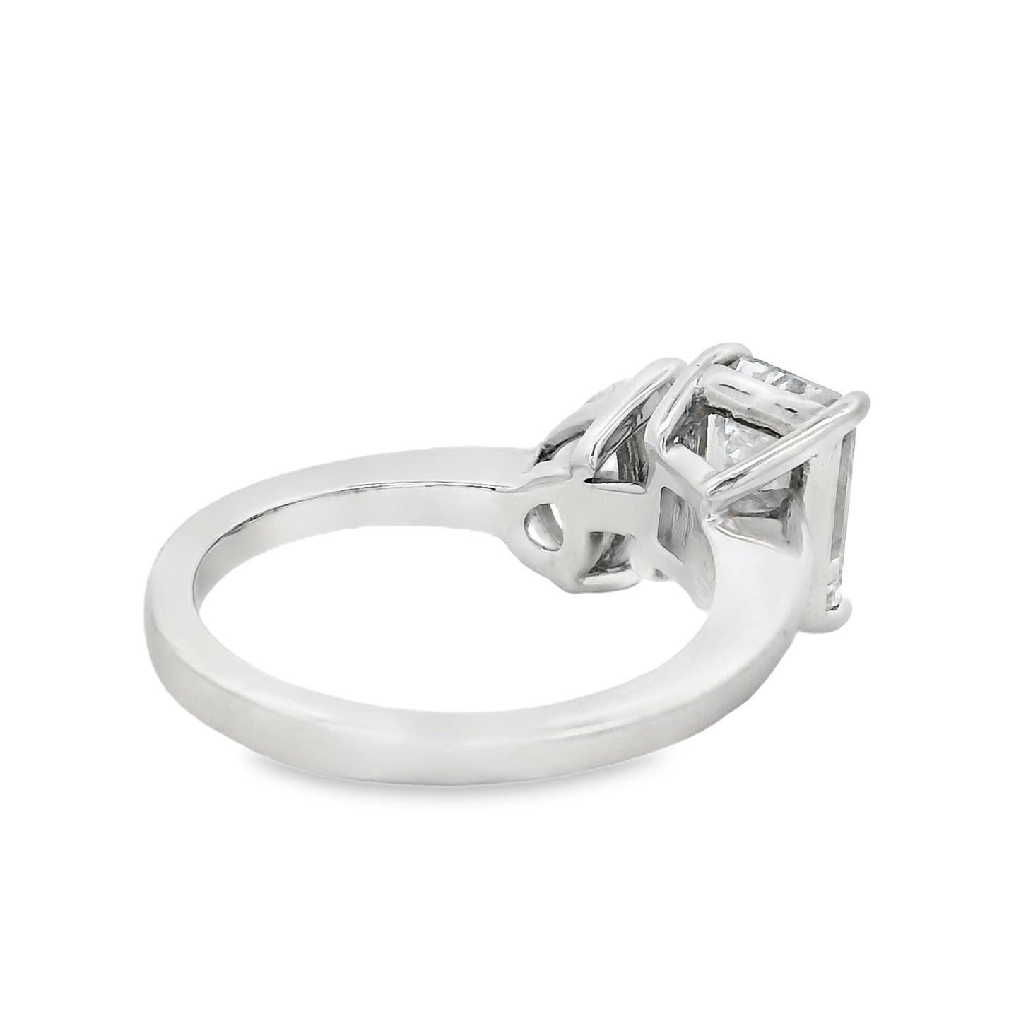 Platinum Natural 2ct Pear Cut and Lab 2ct Emerald Cut Toi Et Moi Engagement Diamond Ring