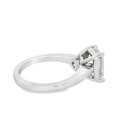 Platinum Natural 2ct Pear Cut and Lab 2ct Emerald Cut Toi Et Moi Engagement Diamond Ring
