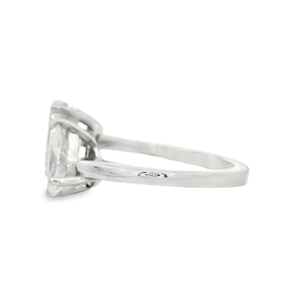 Platinum Natural 2ct Pear Cut and Lab 2ct Emerald Cut Toi Et Moi Engagement Diamond Ring