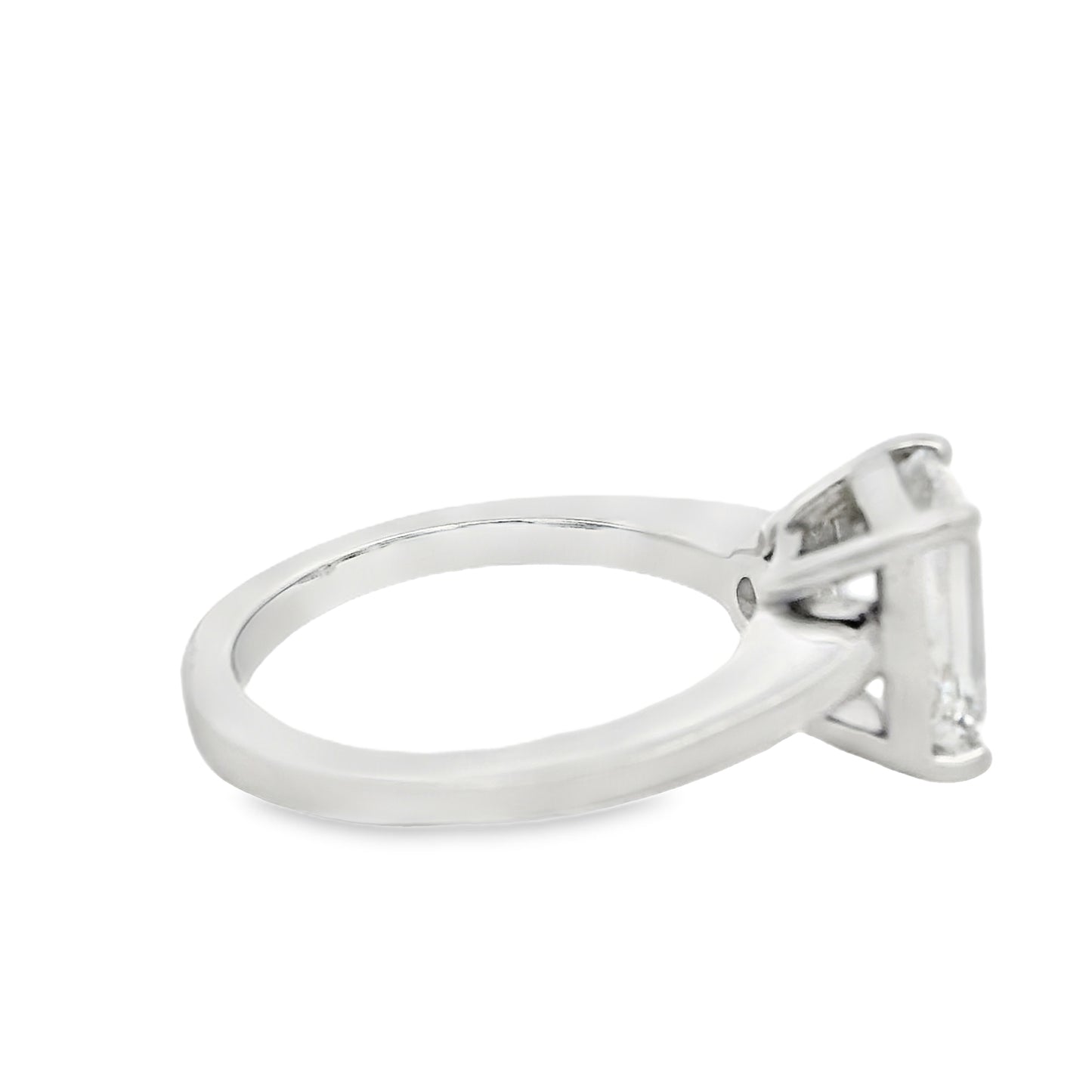 Platinum Natural 2ct Pear Cut and Lab 2ct Emerald Cut Toi Et Moi Engagement Diamond Ring