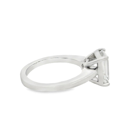 Platinum Natural 2ct Pear Cut and Lab 2ct Emerald Cut Toi Et Moi Engagement Diamond Ring