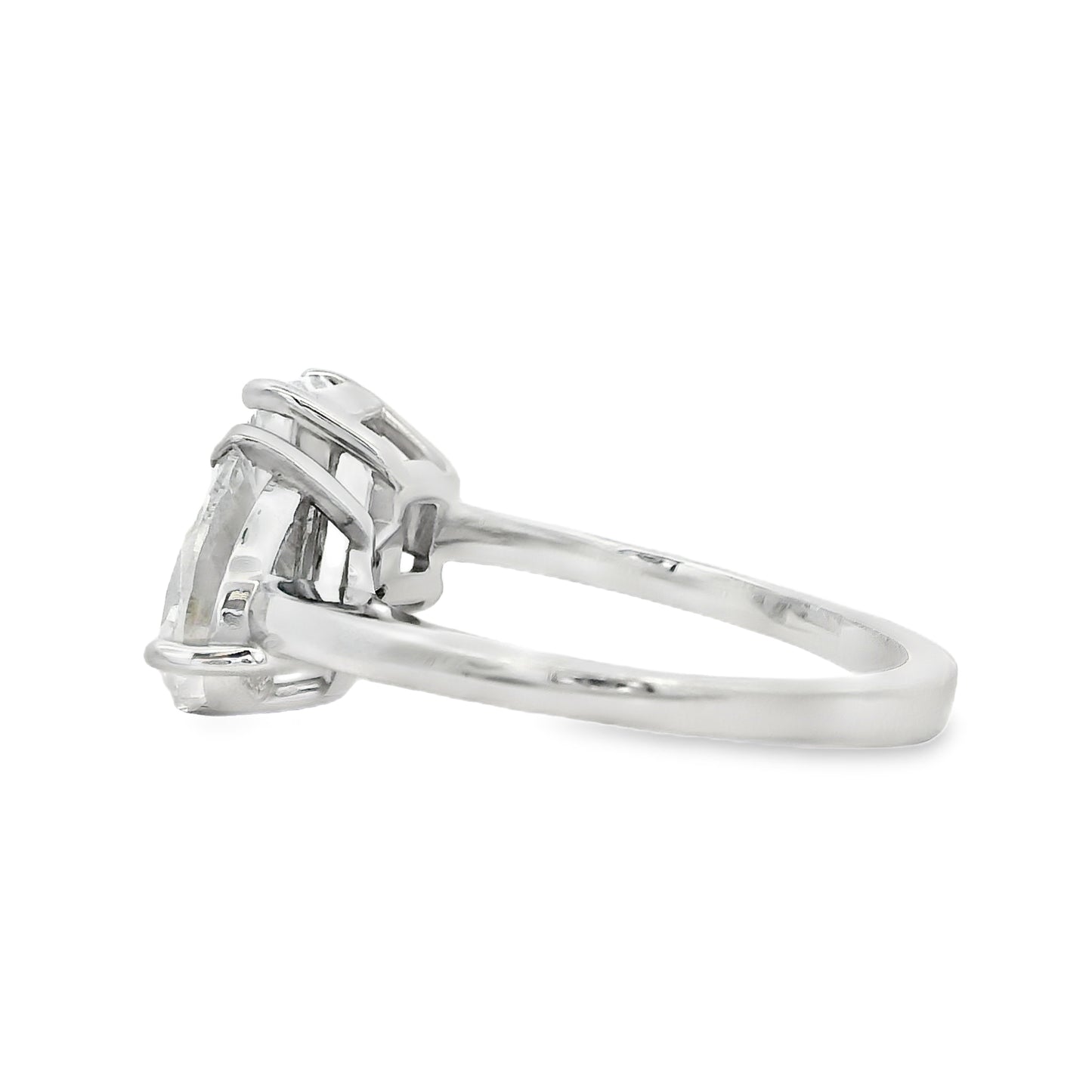 Platinum Natural 2ct Pear Cut and Lab 2ct Emerald Cut Toi Et Moi Engagement Diamond Ring