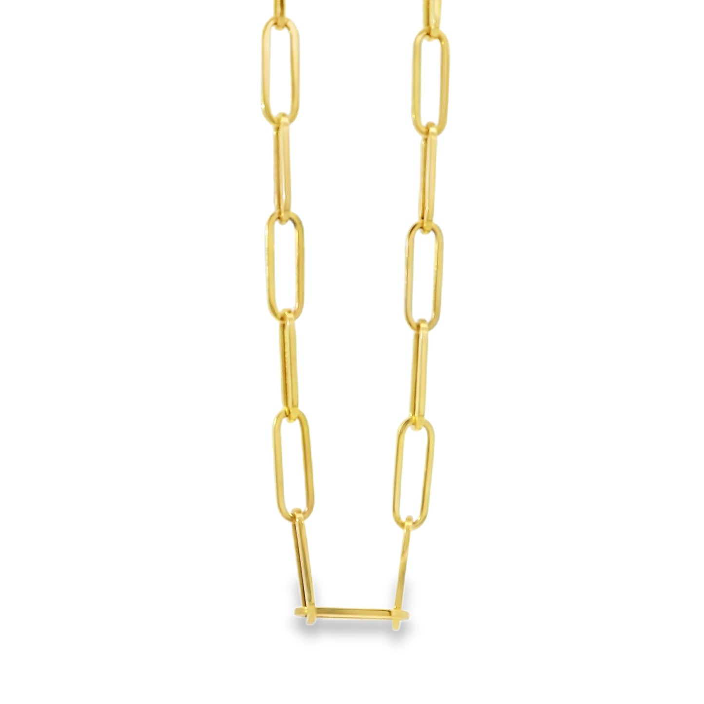 14k Yellow Gold Paperclip Linked Necklace
