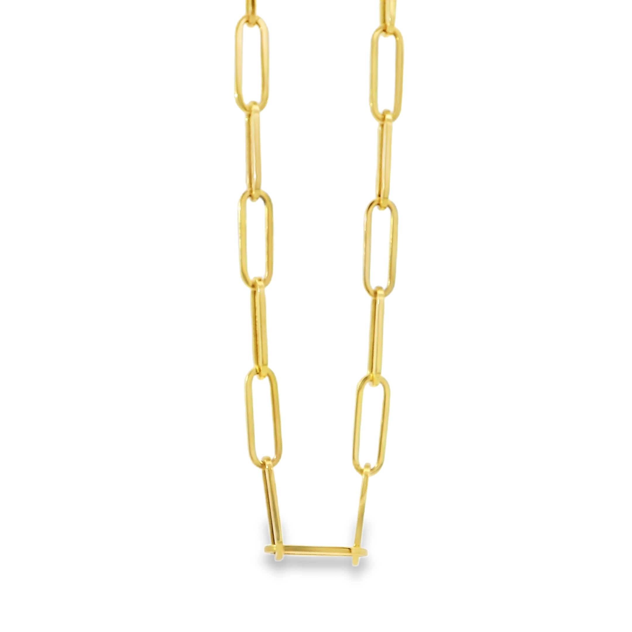 14k Yellow Gold Paperclip Linked Necklace