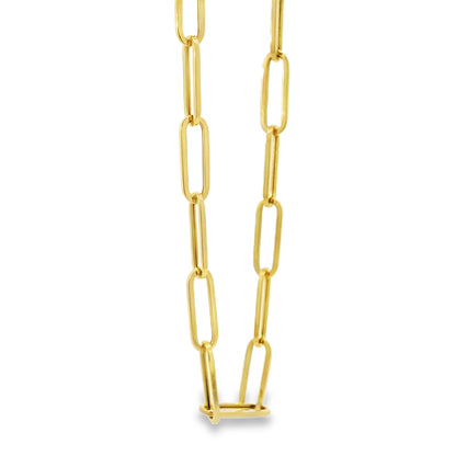 14k Yellow Gold Paperclip Linked Necklace