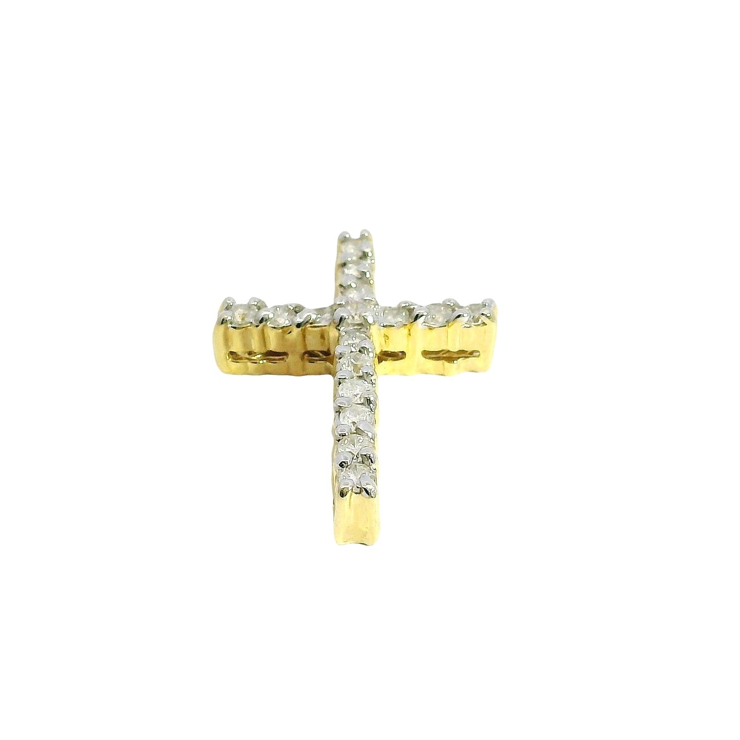 14k Yellow Gold 0.48ctw Natural Round Brilliant Cross Pendant
