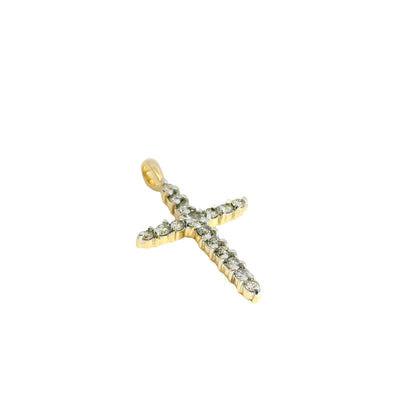 14k Yellow Gold 0.70ctw Natural Round Brilliant Cross Pendant