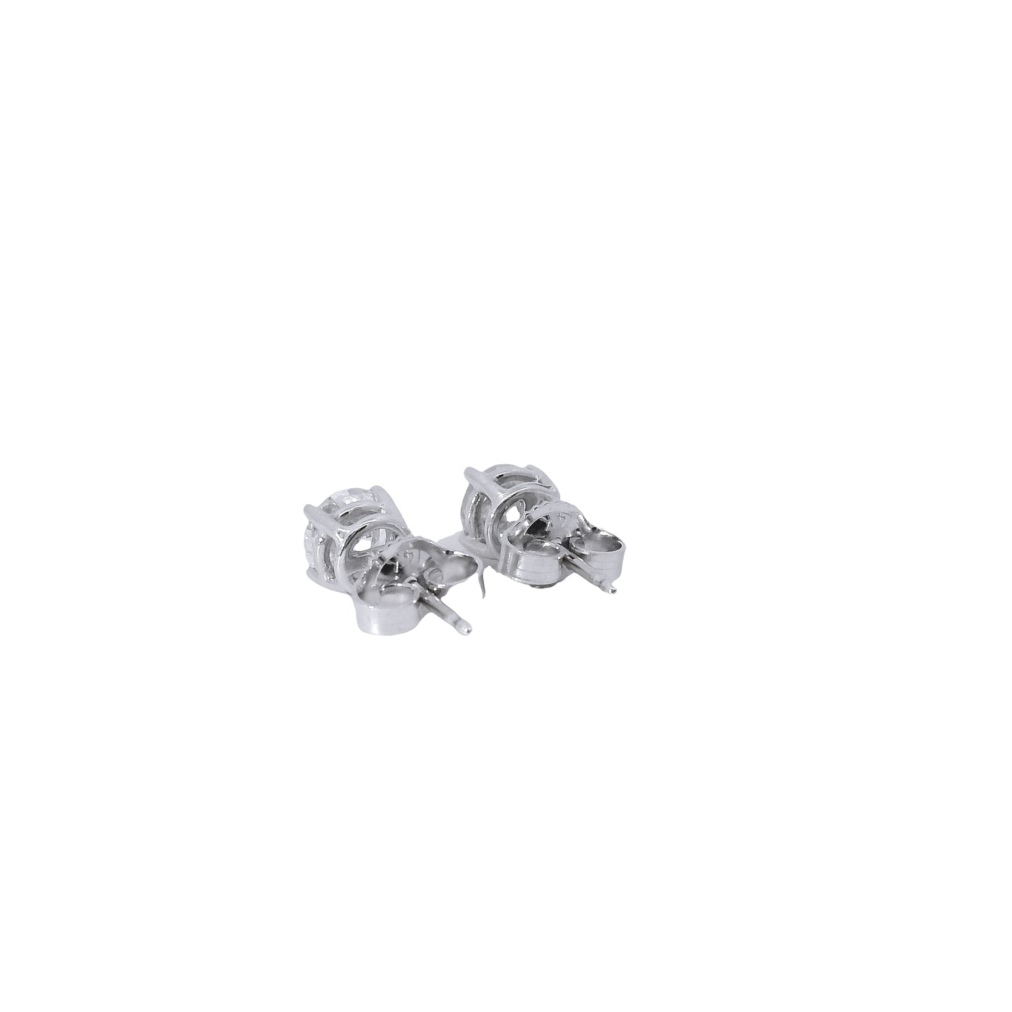 14k White Gold 1.00ctw Natural Round Brilliant Diamond Stud Earrings
