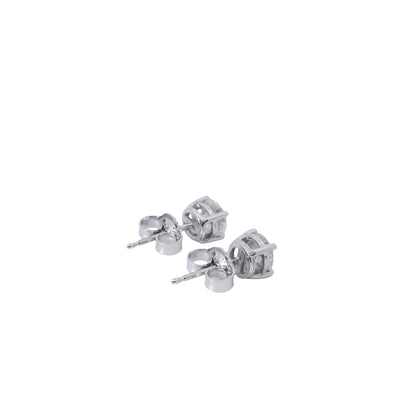 14k White Gold 1.00ctw Natural Round Brilliant Diamond Stud Earrings