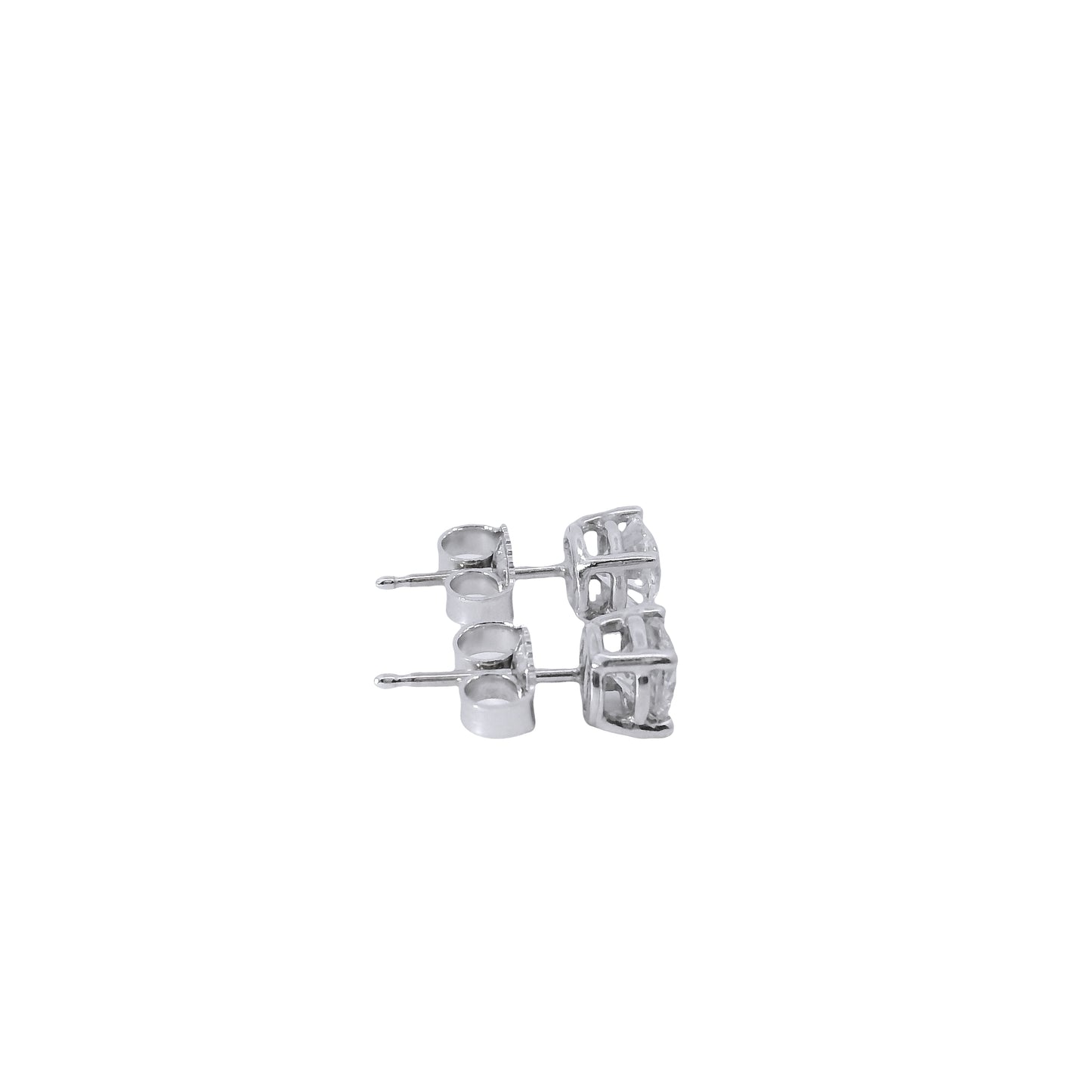 14k White Gold 1.00ctw Natural Round Brilliant Diamond Stud Earrings