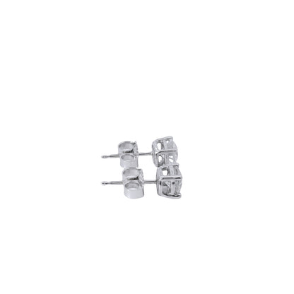 14k White Gold 1.00ctw Natural Round Brilliant Diamond Stud Earrings