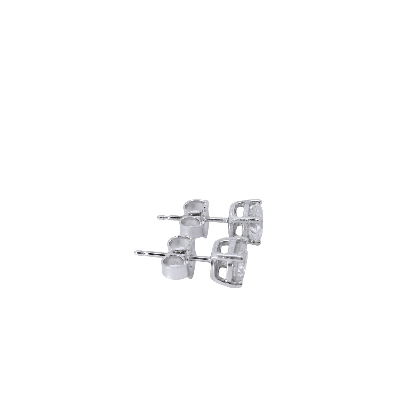 14k White Gold 1.00ctw Natural Round Brilliant Diamond Stud Earrings