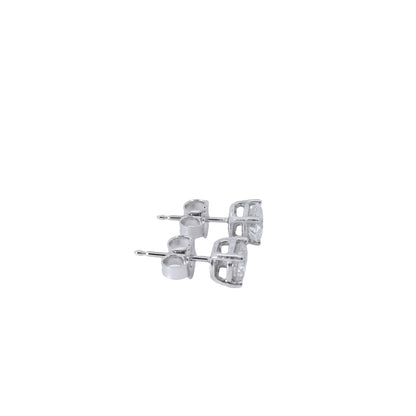 14k White Gold 1.00ctw Natural Round Brilliant Diamond Stud Earrings