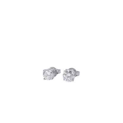 14k White Gold 1.00ctw Natural Round Brilliant Diamond Stud Earrings