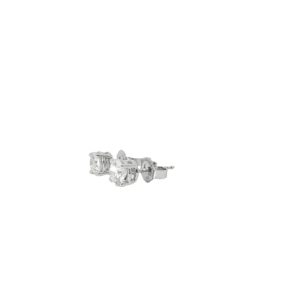14k White Gold 1.00ctw Natural Round Brilliant Diamond Stud Earrings