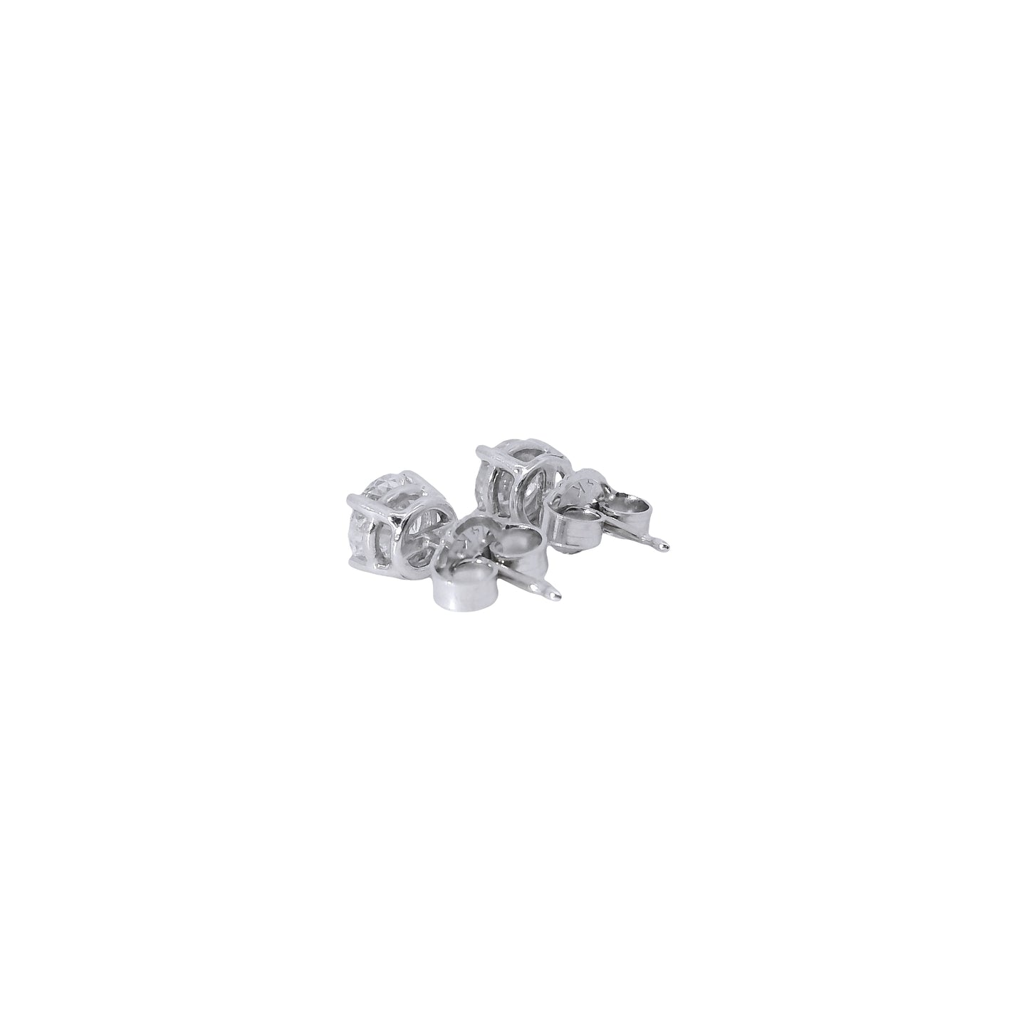 14k White Gold 1.00ctw Natural Round Brilliant Diamond Stud Earrings