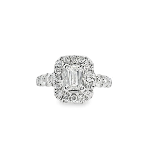 14k White Gold Emerald Cut Diamond Engagement Ring