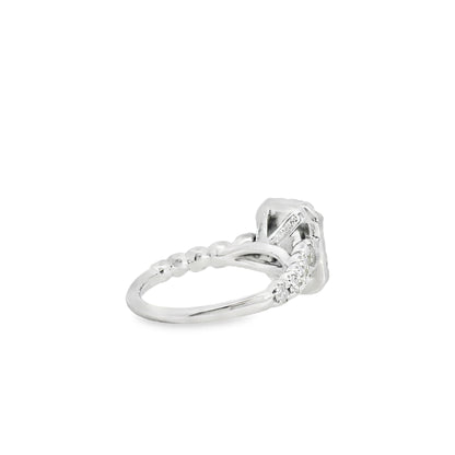 14k White Gold Emerald Cut Diamond Engagement Ring Set