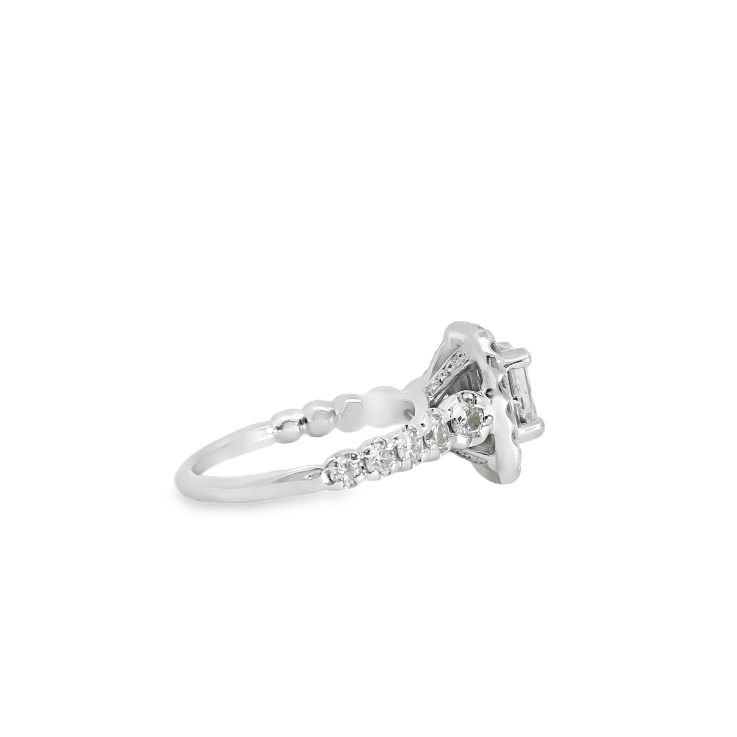 14k White Gold Emerald Cut Diamond Engagement Ring Set