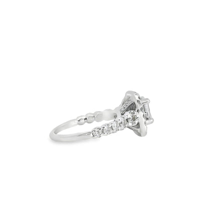 14k White Gold Emerald Cut Diamond Engagement Ring Set