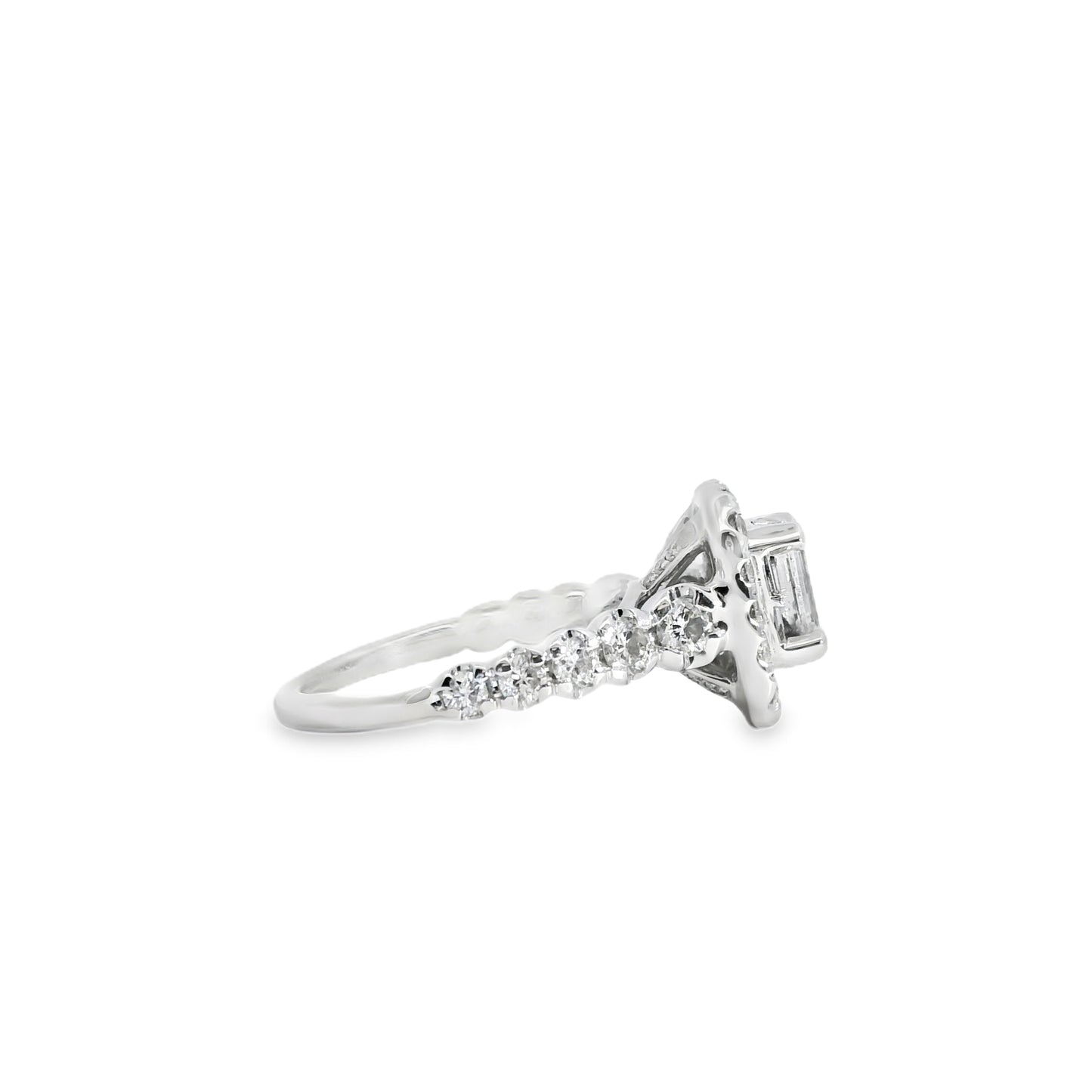 14k White Gold Emerald Cut Diamond Engagement Ring Set