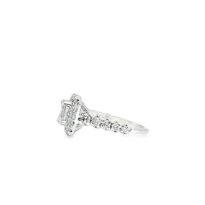 14k White Gold Emerald Cut Diamond Engagement Ring Set