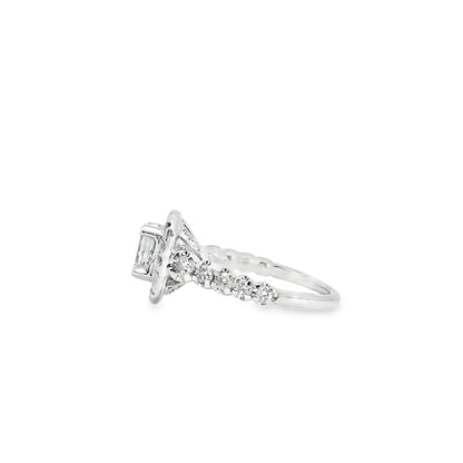 14k White Gold Emerald Cut Diamond Engagement Ring Set