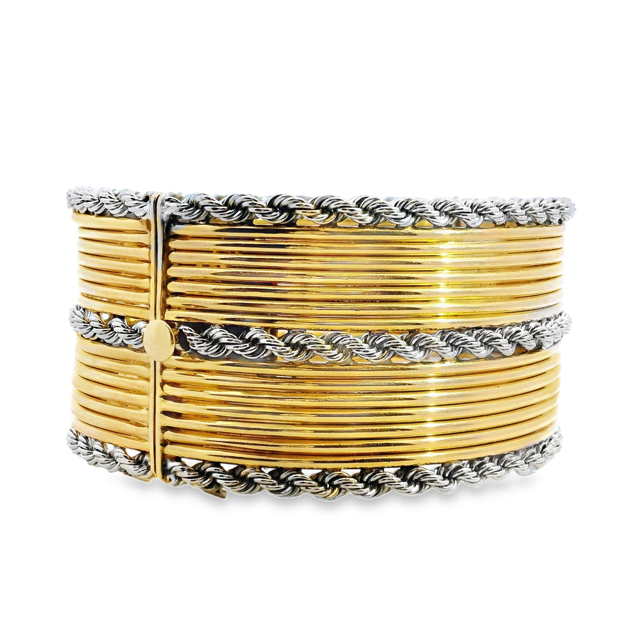 18k Yellow Gold Layered Bangle with 14k Yellow Gold Clasp