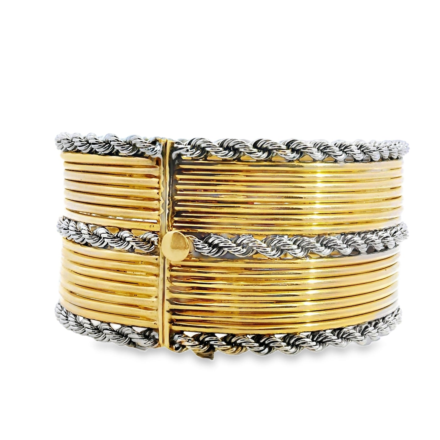 18k Yellow Gold Layered Bangle with 14k Yellow Gold Clasp