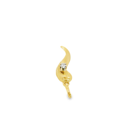 14k Yellow Gold 0.10ct Single Diamond Italian Horn Pendant