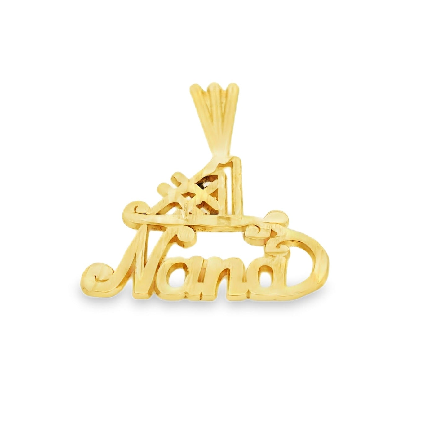 Gold 'Nani' pendant on a white background