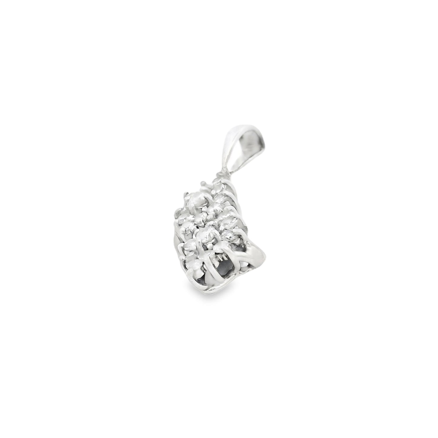 14k White Gold 0.88ctw Diamond Two Flowers Pendant