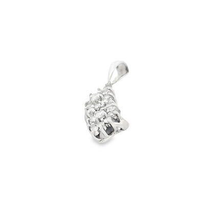 14k White Gold 0.88ctw Diamond Two Flowers Pendant