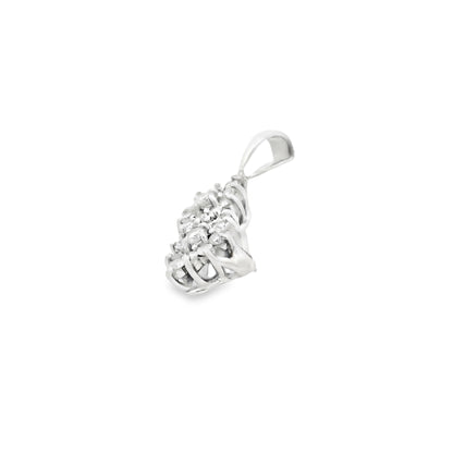 14k White Gold 0.88ctw Diamond Two Flowers Pendant