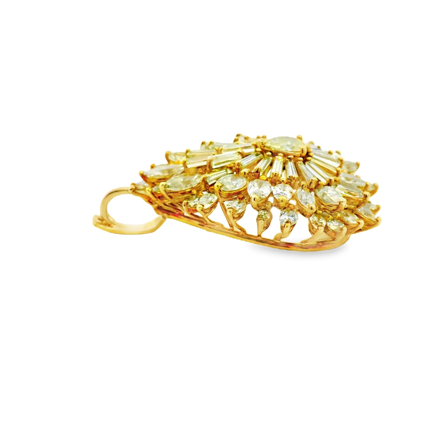18k Yellow Gold 14ctw Multi-Cut Diamond Pendant