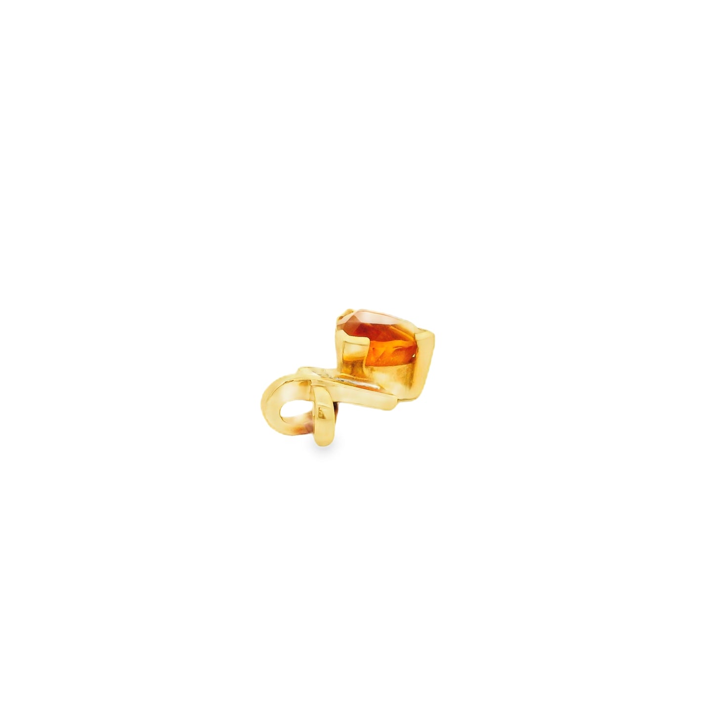 14k Yellow Gold Trilliant Cut with 6 Round Brilliant Diamonds Pendant