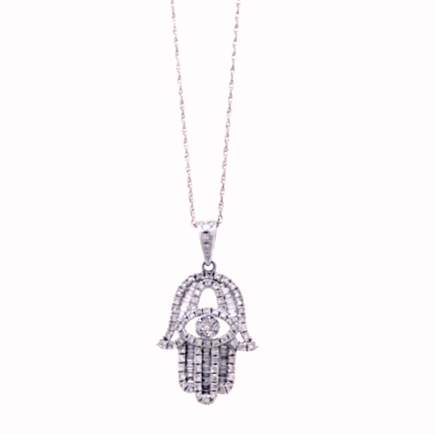 18k White Gold 0.57ctw Hamsa Hand Necklace