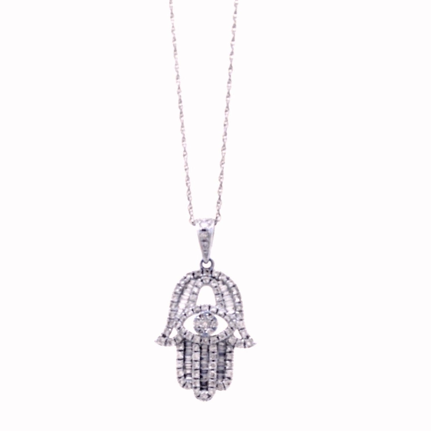 18k White Gold 0.57ctw Hamsa Hand Necklace