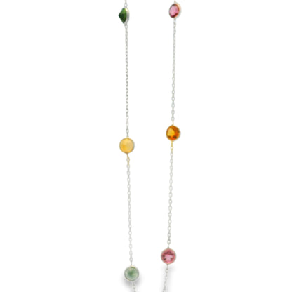 14k White Gold Multi Colored Gemstone Necklace