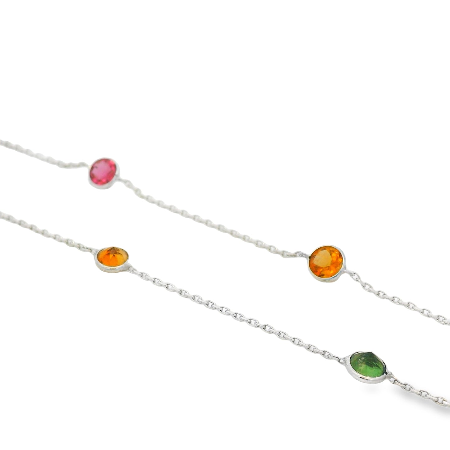 14k White Gold Multi Colored Gemstone Necklace