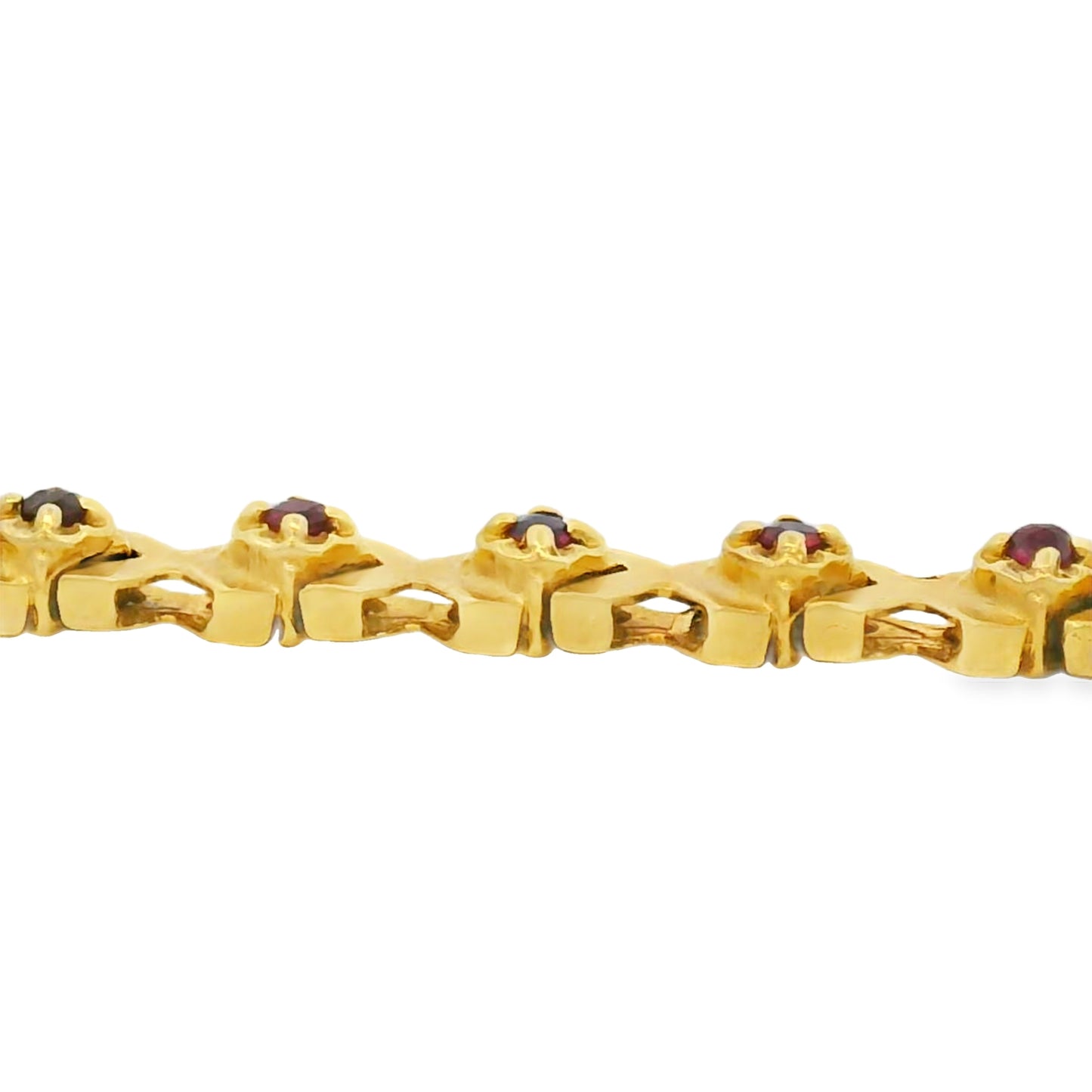 14k Yellow Gold Link Bracelet With Ruby Stones