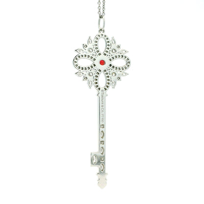 Tiffany &Co Victoria Key Platinum Diamond and Ruby Pendant Necklace
