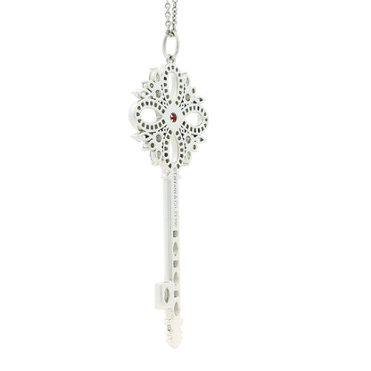 Tiffany &Co Victoria Key Platinum Diamond and Ruby Pendant Necklace