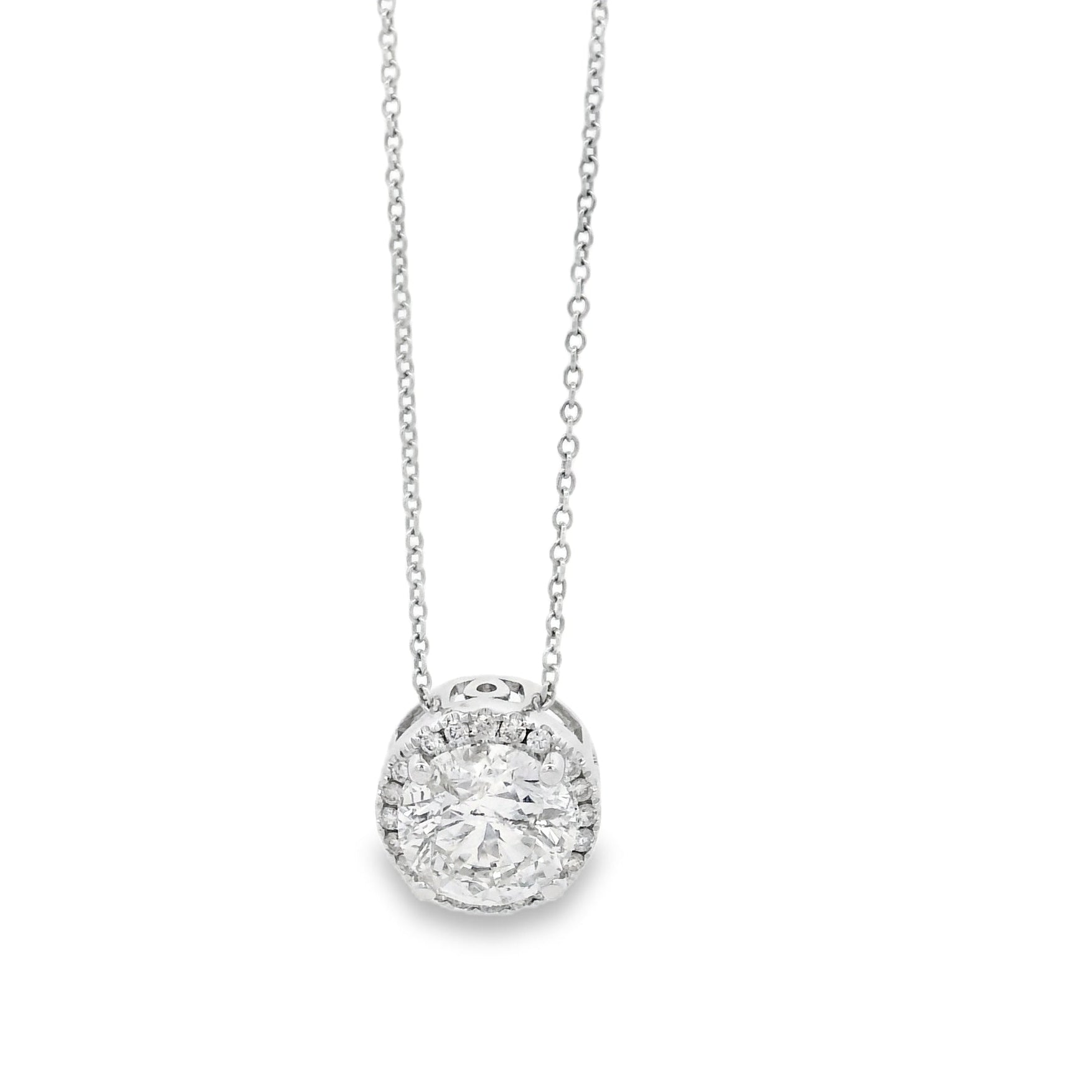 Diamond necklace on a white background